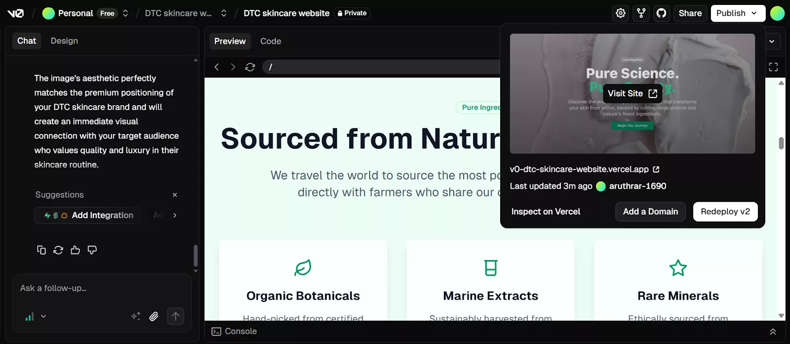 One-Click Deployment to the Vercel AI Cloud