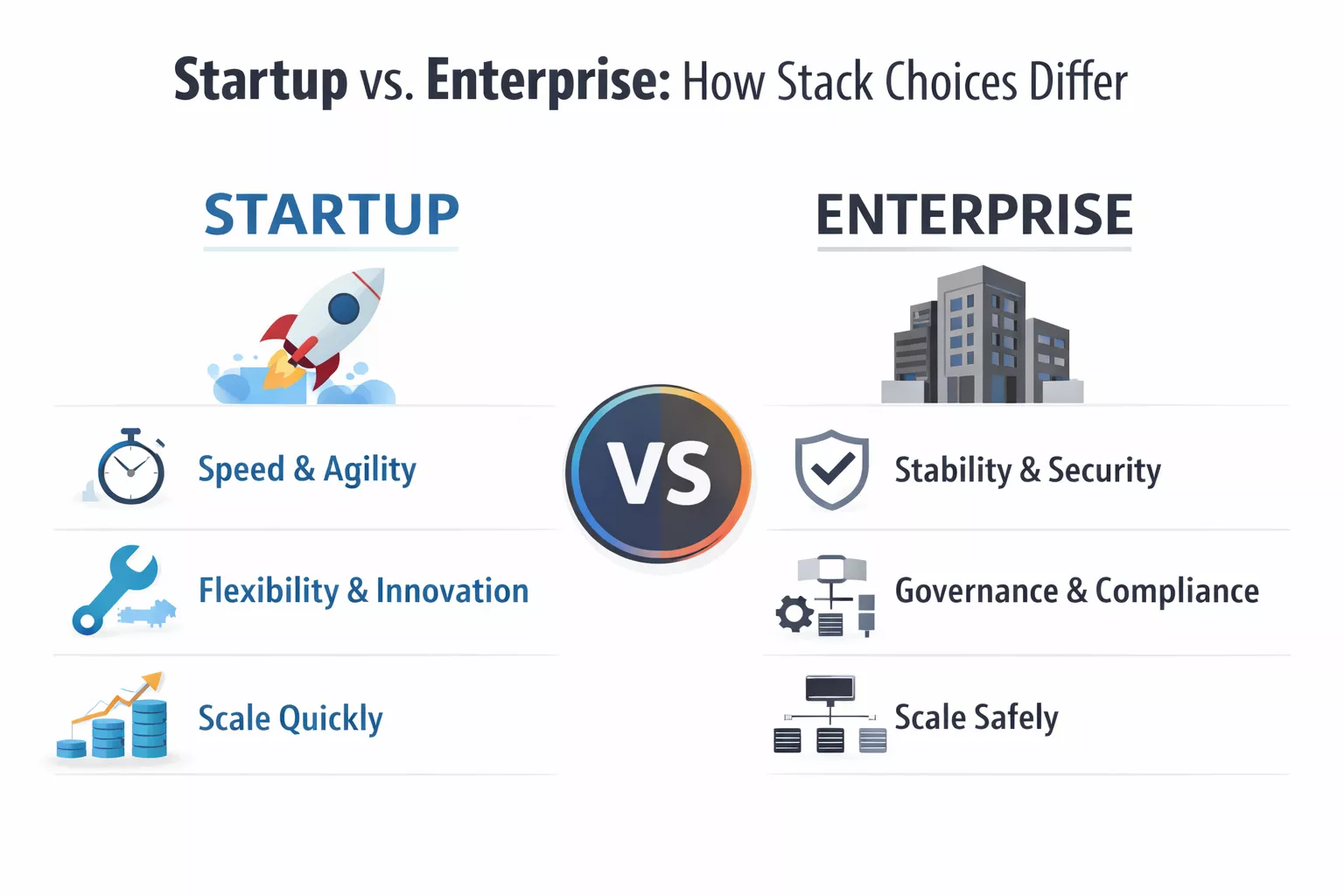 Startup vs. Enterprise How Stack Choices Differ